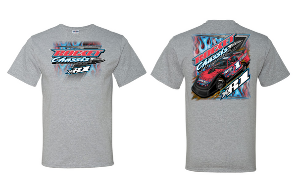 Rocket American Flames Tee, Grey