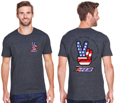 Patriotic XR1 Peace Tee, Heather Charcoal